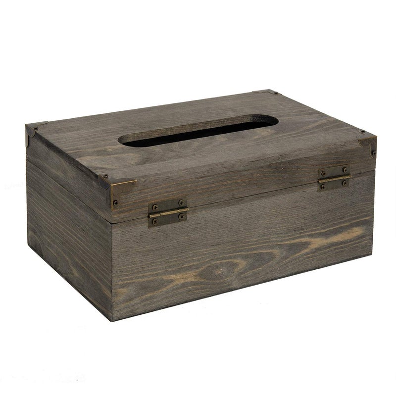 VERGOODR Distressed Wooden Rustic Facial Tissue Box Holder Tissue Box Cover Napkin Dispenser for Bathroom Living Room Dining Room Bedroom Toilet (Grey) - Image 3